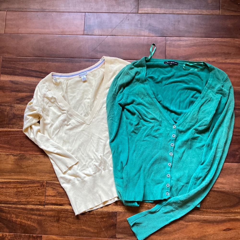 2 V-Neck Form Fitting Sweaters